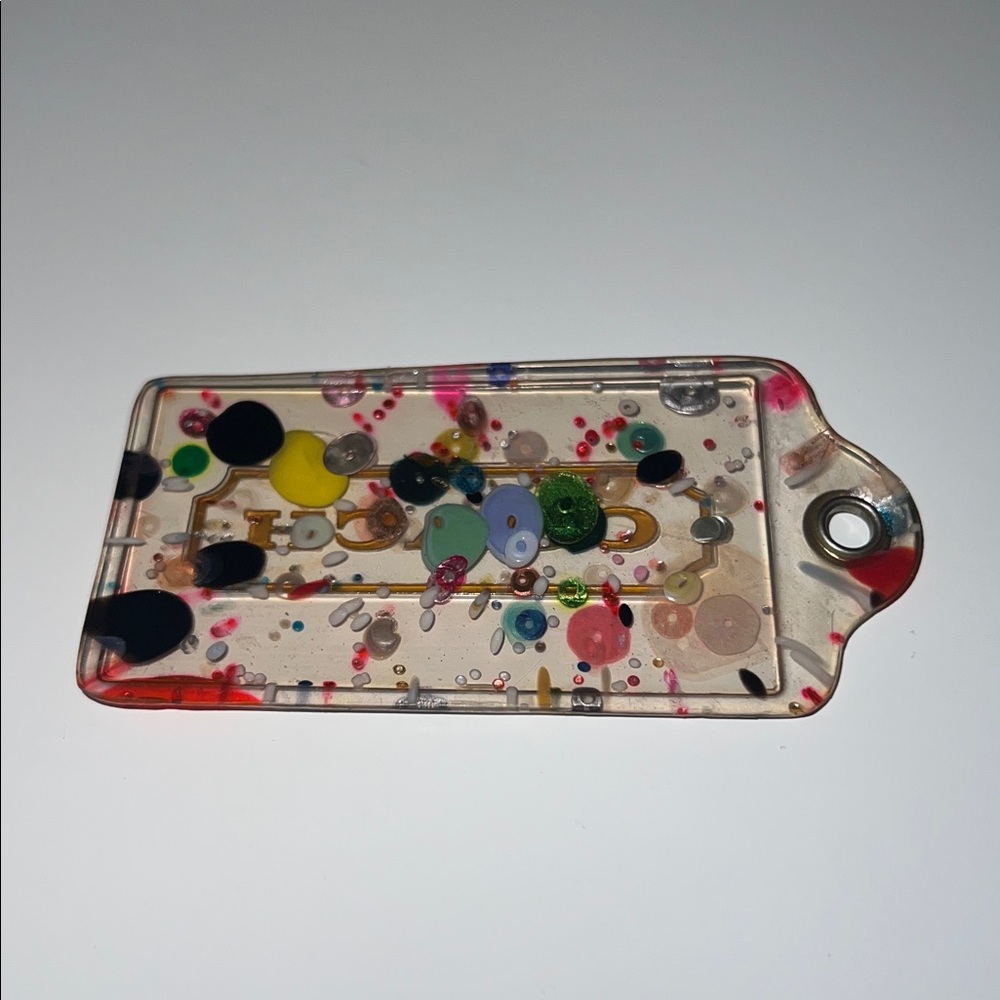 ๐ฅณ๐ 3.5" Coach Poppy XL Multicolor Confetti Lucite Hangtag Bag Fob Charm Keychain - Picture 9 of 12